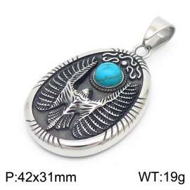 Stainless Steel Eagle Blue Turquoise Men's Pendant