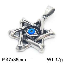 Stainless steel six pointed star demon eye men's pendant
