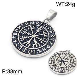 Men's stainless steel Viking totem snowflake circular pendant