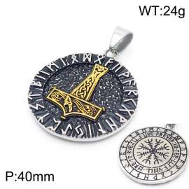 Men's Stainless Steel Viking Totem Snowflake Thor Hammer Pendant