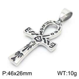 Ancient Egypt hieroglyph cross men's stainless steel pendant