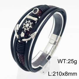 21cm personalized leather rope woven boat anchor genuine leather bracelet