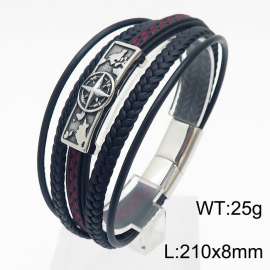 21cm multi-layer leather rope woven compass genuine leather bracelet