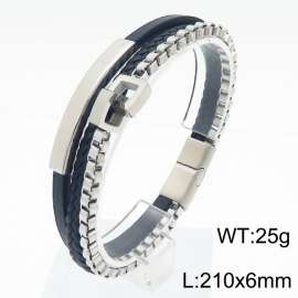 21cm stainless steel chain splicing personalized leather bracelet