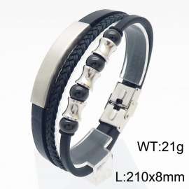 21cm stainless steel woven multi-layer stainless steel leather bracelet