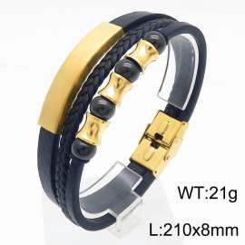 21cm stainless steel gold-plated accessory woven multi-layer stainless steel leather bracelet