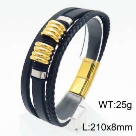 21cm stainless steel gold accessory woven multi-layer stainless steel leather bracelet