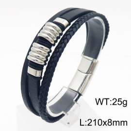21cm stainless steel accessory woven multi-layer stainless steel leather bracelet
