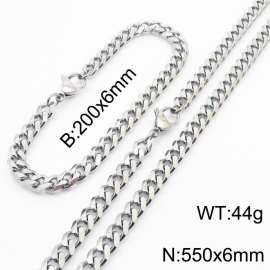 Stainless steel Cuban bracelet necklace set for men and women