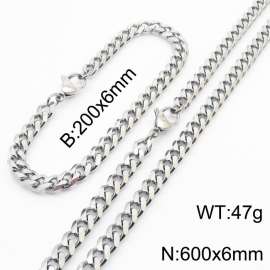 Stainless steel Cuban bracelet necklace set for men and women