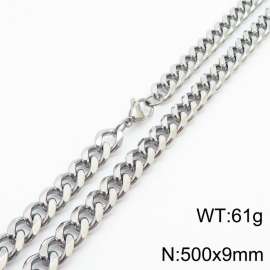 500x9mm Stainless Steel Cuban Necklace for Men and Women