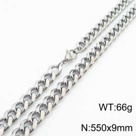 550x9mm Stainless Steel Cuban Necklace for Men and Women