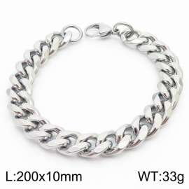 200x10mm Stainless Steel Cuban Bracelet Men's and Women's Jewelry