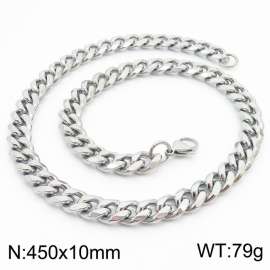 450x10mm Stainless Steel Cuban Necklace Men's and Women's Jewelry