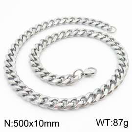 500x10mm Stainless Steel Cuban Necklace Men's and Women's Jewelry
