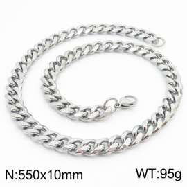 550x10mm Stainless Steel Cuban Necklace Men's and Women's Jewelry