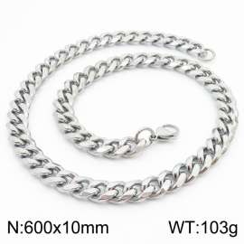 600x10mm Stainless Steel Cuban Necklace Men's and Women's Jewelry