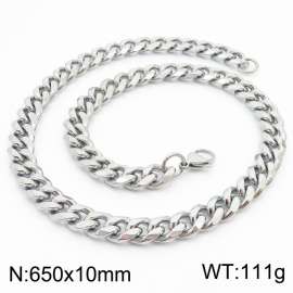 650x10mm Stainless Steel Cuban Necklace Men's and Women's Jewelry