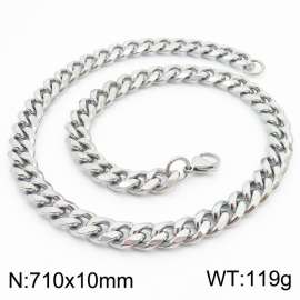 710x10mm Stainless Steel Cuban Necklace Men's and Women's Jewelry