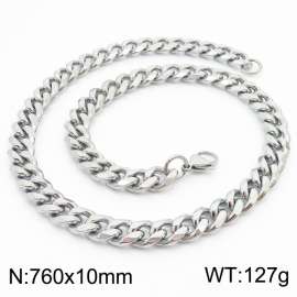 760x10mm Stainless Steel Cuban Necklace Men's and Women's Jewelry