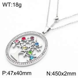 Stainless Steel Stone & Crystal Necklace