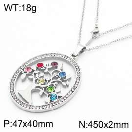 Stainless Steel Stone & Crystal Necklace