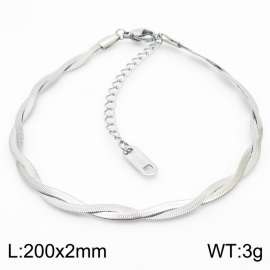 200x2mm Stainless Steel Braided Herringbone Necklace for Women Silver