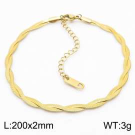 200x2mm Stainless Steel Braided Herringbone Necklace for Women Gold