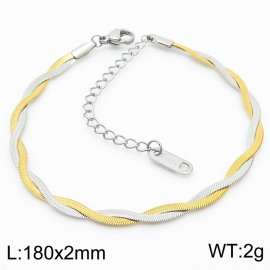 180x2mm Stainless Steel Braided Herringbone Necklace for Women