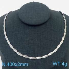 400x2mm Stainless Steel Braided Herringbone Necklace for Women Silver