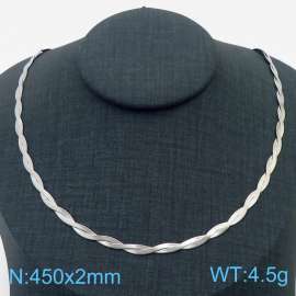 450x2mm Stainless Steel Braided Herringbone Necklace for Women Silver