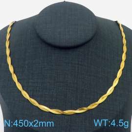 450x2mm Stainless Steel Braided Herringbone Necklace for Women Gold