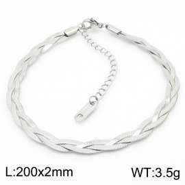 200x2mm Stainless Steel Braided Herringbone Necklace for Women Silver