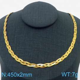 450x2mm Stainless Steel Braided Herringbone Necklace for Women Gold