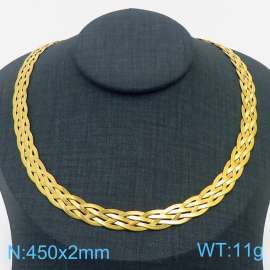 450x2mm Stainless Steel Braided Herringbone Necklace for Women Gold