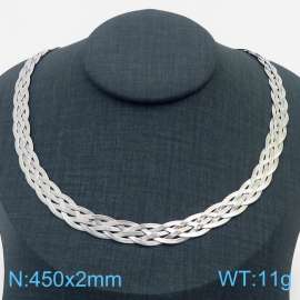 450x2mm Stainless Steel Braided Herringbone Necklace for Women Silver