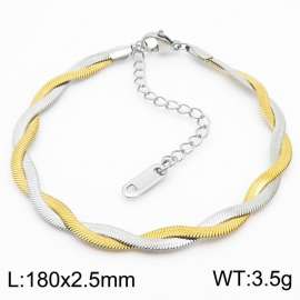 180x2.5mm Stainless Steel Braided Herringbone Necklace for Women