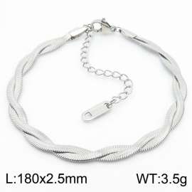 180x2.5mm Stainless Steel Braided Herringbone Necklace for Women Silver