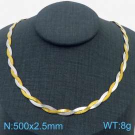 500x2.5mm Stainless Steel Braided Herringbone Necklace for Women