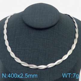 400x2.5mm Stainless Steel Braided Herringbone Necklace for Women Silver