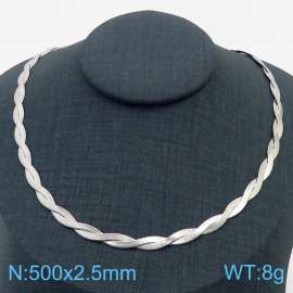 500x2.5mm Stainless Steel Braided Herringbone Necklace for Women Silver