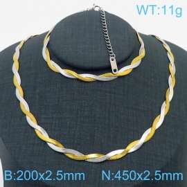 Stainless Steel Braided Herringbone Necklace for Women