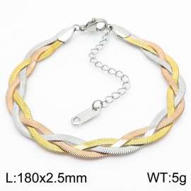 180x2.5mm Stainless Steel Braided Herringbone Necklace for Women