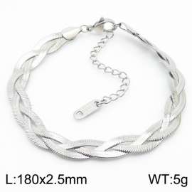 180x2.5mm Stainless Steel Braided Herringbone Necklace for Women