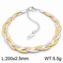 200x2.5mm Stainless Steel Braided Herringbone Necklace for Women