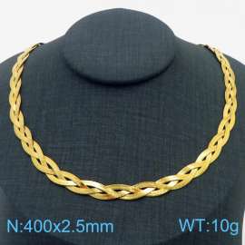 400x2.5mm Stainless Steel Braided Herringbone Necklace for Women Gold