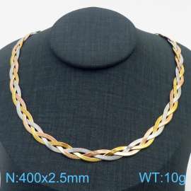 400x2.5mm Stainless Steel Braided Herringbone Necklace for Women