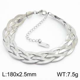 180x2.5mm Stainless Steel Braided Herringbone Necklace for Women Silver