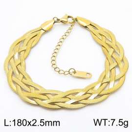 180x2.5mm Stainless Steel Braided Herringbone Necklace for Women Gold