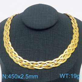 450x2.5mm Stainless Steel Braided Herringbone Necklace for Women Gold